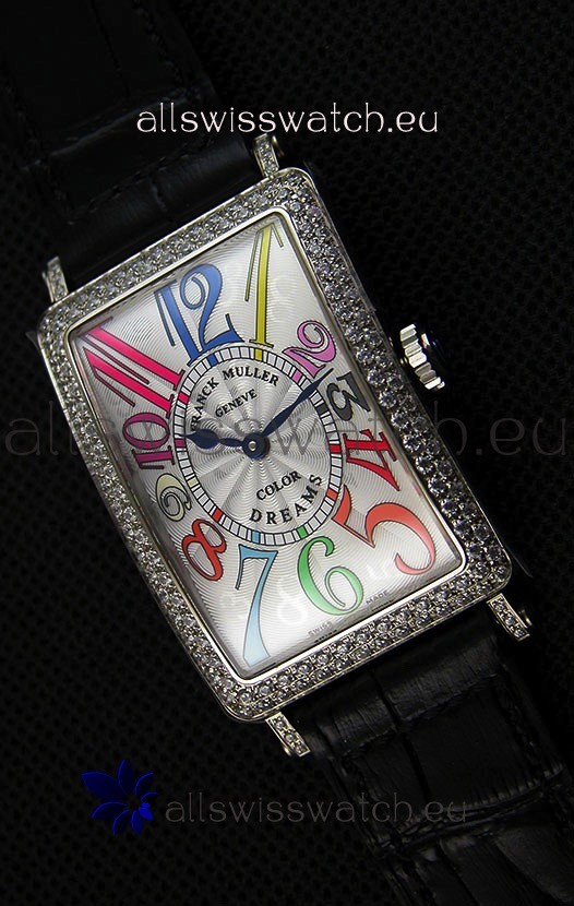 Franck Muller Long Island Color Dreams Ladies Swiss Replica Watch - Black Strap