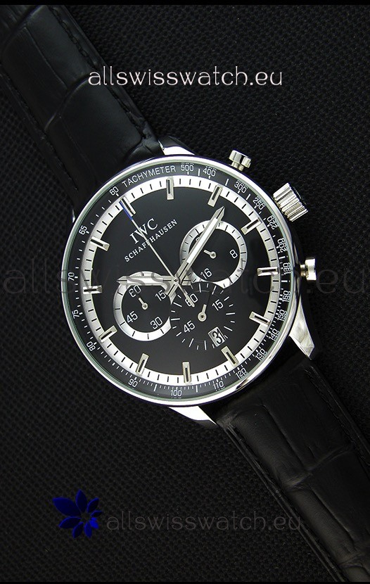 IWC Schaffhausen Japanese Replica Watch Quartz Movement in Black Dial 