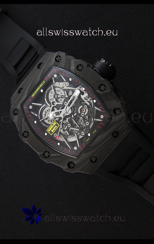 Richard Mille RM35-2 Rafael Nadal Forged Carbon Case with Black Rubber Strap