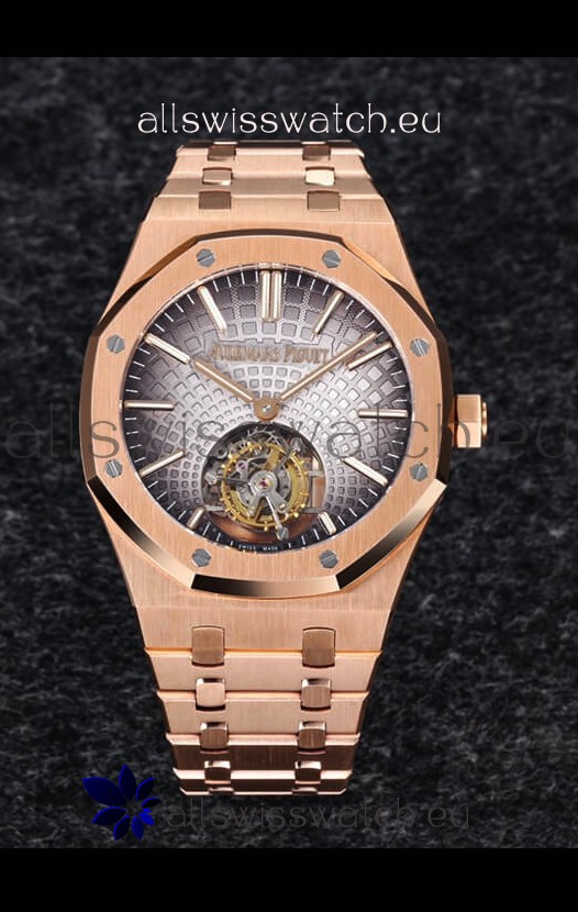 Audemars Piguet Royal Oak Flying Tourbillon 41mm in 904L Rose Gold with Grey Dial