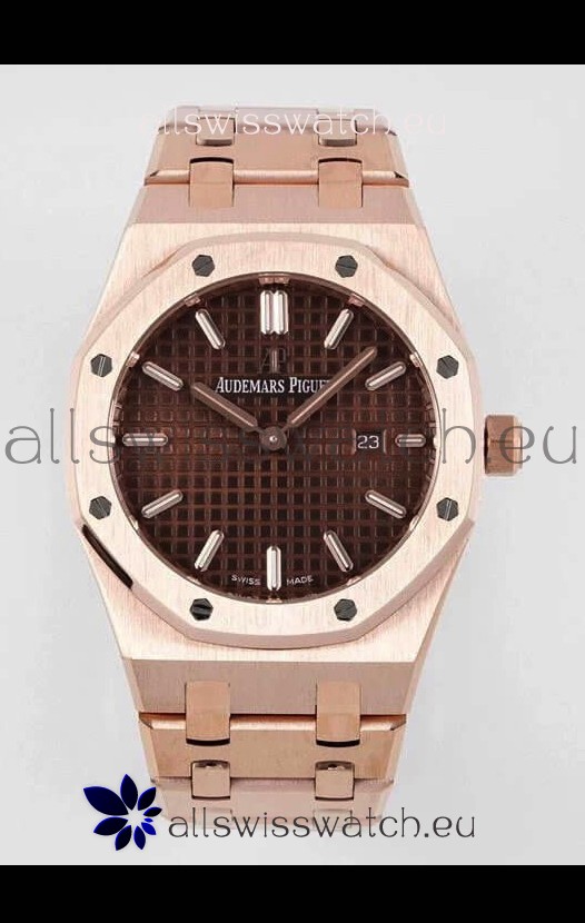 Audemars Piguet Royal Oak 33MM Rose Gold Brown Dial 1:1 Mirror Replica Watch