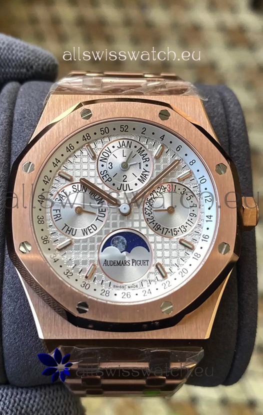 Audemars Piguet Royal Oak Perpetual Calendar Swiss Replica 904L Steel in Rose Gold Casing