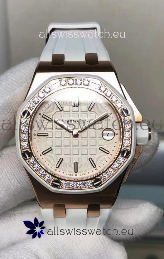 Audemars Piguet Royal Oak Offshore 37MM Swiss Quartz 1:1 Mirror Replica Watch in Rose Gold Casing