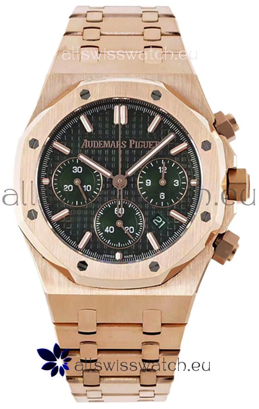Audemars Piguet Royal Oak Chronograph 1:1 Mirror Replica - Rose Gold Casing Green Dial in 41MM