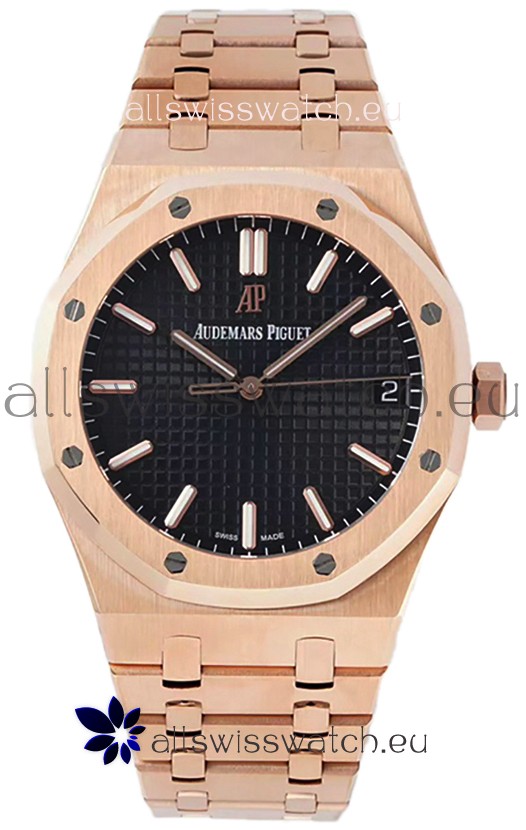 Audemars Piguet Royal Oak 37MM Black Dial Rose Gold Watch in 3120 Movement - 1:1 Mirror Replica