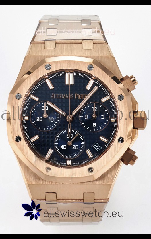 Audemars Piguet Royal Oak Super Clone - Black Dial Rose Gold Casing 41MM