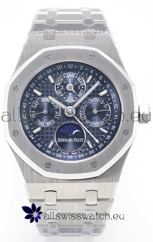 Audemars Piguet Royal Oak Perpetual Calendar Super Clone 904L Steel in Steel Blue Dial