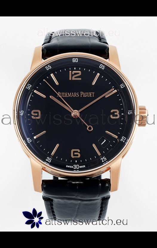 Audemars Piguet CODE 11.59 15210R Swiss Replica Watch in Rose Gold Black Dial 41MM