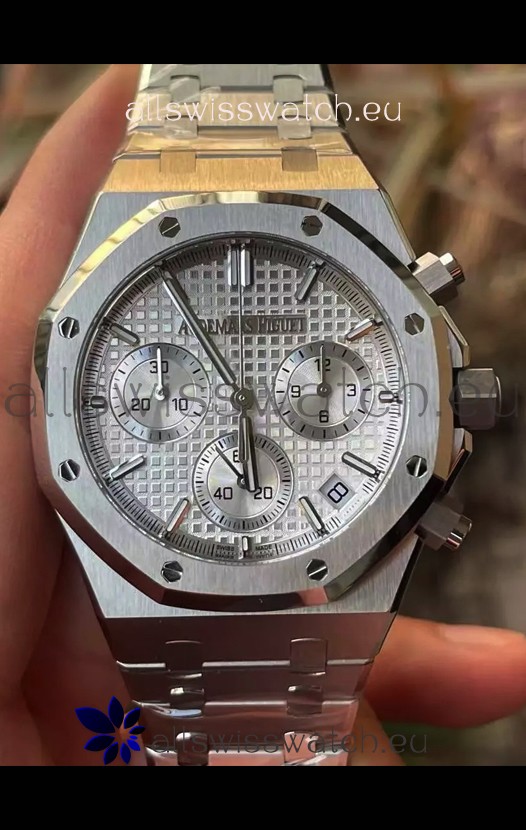 Audemars Piguet Royal Oak Chronograph 1:1 Mirror Replica - 904L Steel in White Dial 41MM