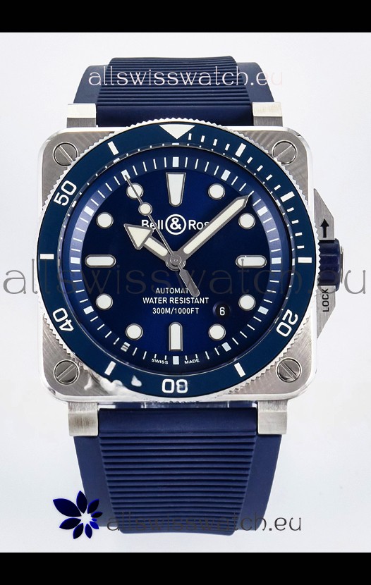 Bell & Ross BR03-92 Diver Stainless Steel - Blue Dial Swiss Replica Watch 1:1 Mirror Replica