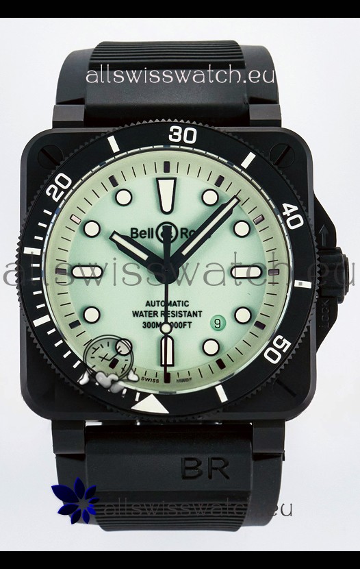 Bell & Ross BR03-92 Divers Edition PVD Coated 1:1 Mirror Replica Green Dial