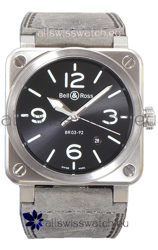 Bell and Ross BR03-92 Grey Dial 904L Steel Swiss Replica Watch 