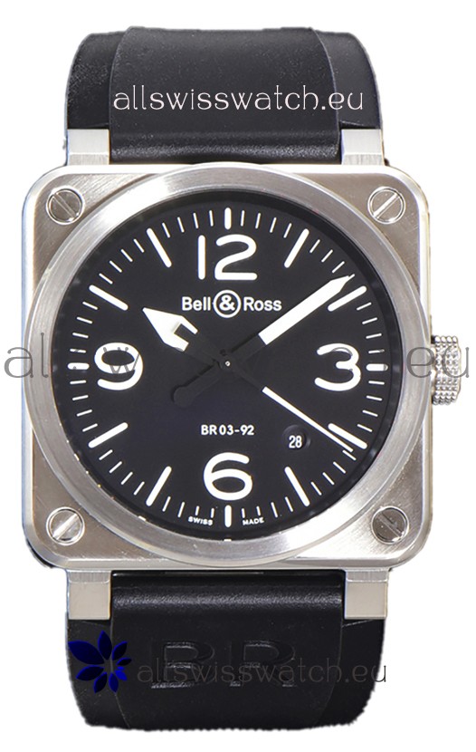 Bell and Ross BR03-92 Black Dial 904L Steel Swiss Replica Watch 