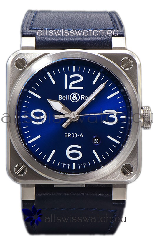 Bell and Ross BR03-A Blue Dial 904L Steel Swiss Replica Watch 