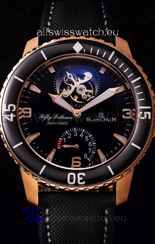 Blancpain Fifty Fathoms Tourbillon 8 Jours 1:1 Mirror Swiss Replica Watch in Rose Gold Casing