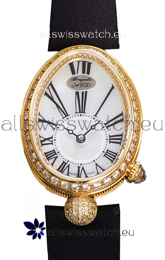 Breguet Reine De Naples Ladies Yellow Gold Black Fabric Swiss 1:1 Edition Replica Watch