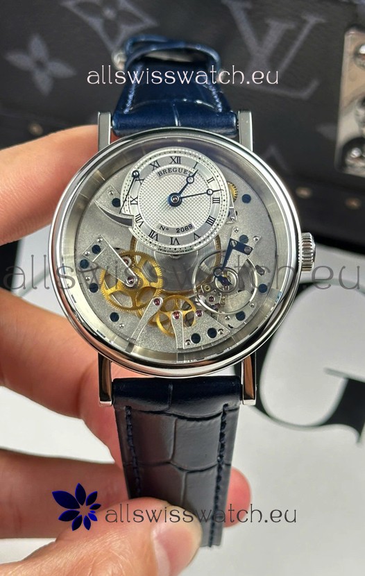 Breguet Tradition 7057BR/R9/9W6 Steel Casing Single Tourbillon Swiss Replica Blue Strap Watch