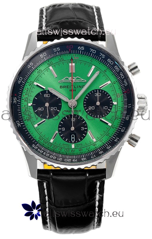 Breitling Navitimer B01 Chronograph 43 Green Dial - 904L Steel Casing 1:1 Mirror Swiss Replica