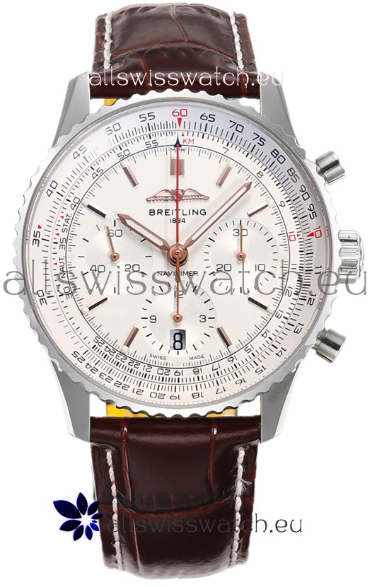 Breitling Navitimer B01 Chronograph 43 White Dial - 904L Steel Casing 1:1 Mirror Swiss Replica