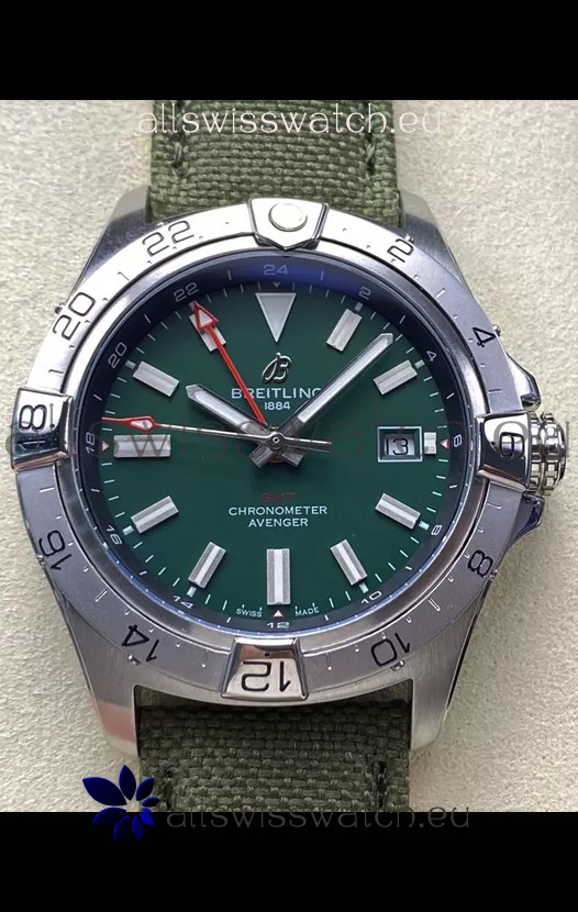 Breitling Avenger GMT Automatic 44 Swiss 1:1 Super Clone Replica Watch - Green Dial 