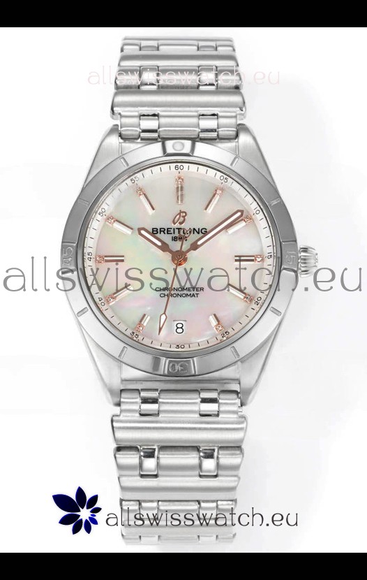 Breitling Chronomat 36MM Stainless Steel Casing 1:1 Mirror Replica Watch Pearl Dial
