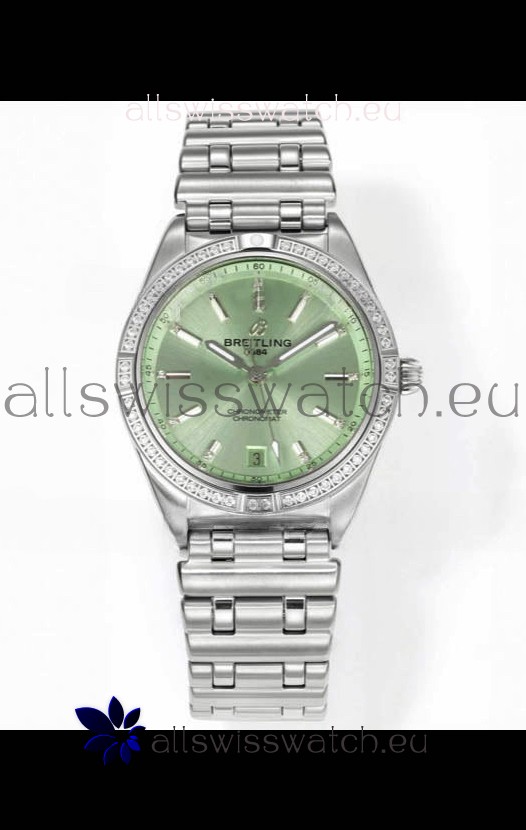 Breitling Chronomat 36MM Stainless Steel Casing 1:1 Mirror Replica Watch Green Dial