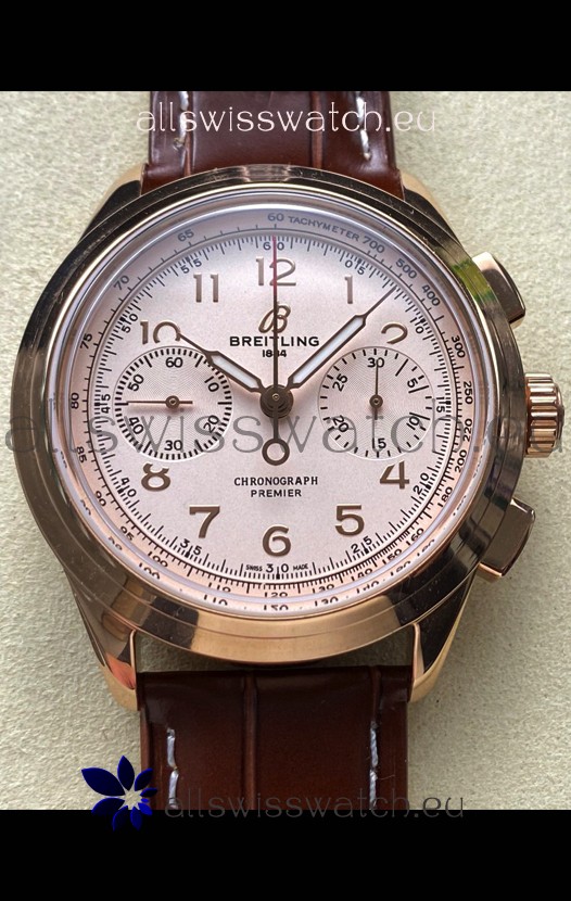 Breitling Premier B01 Chronograph 42 Edition Rose Gold White Dial - 1:1 Mirror Replica Watch
