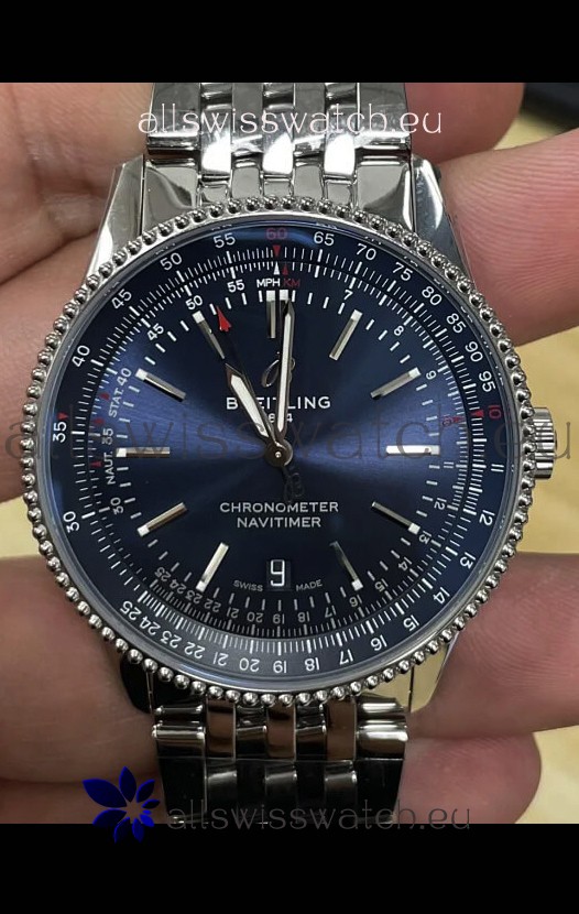 Breitling Navitimer 1 Automatic Swiss Replica Watch in Blue Dial - Steel Strap