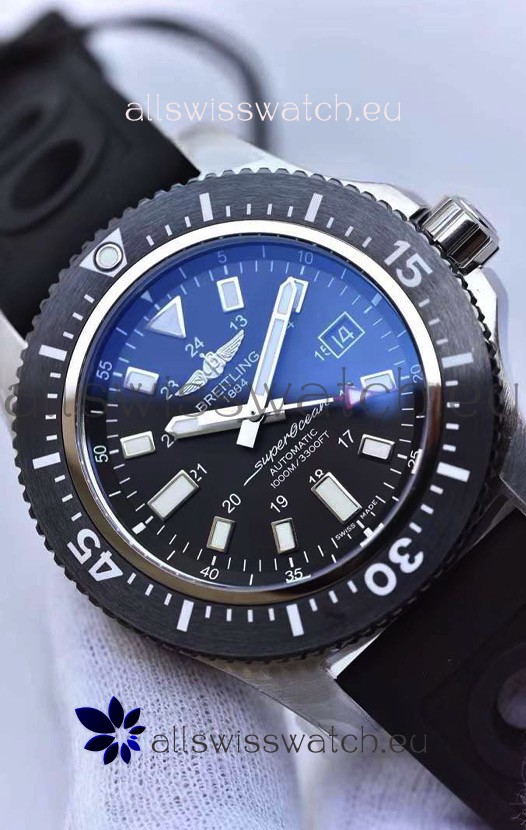 Breitling SuperOcean 44 Special Steel - Mariner Blue Swiss Replica Watch with Rubber Strap