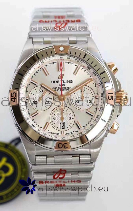 Breitling Chronomat B01 42 Edition Swiss 904L Steel Rose Gold Details with Steel Dial 1:1 Mirror Replica Watch