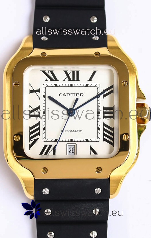 Santos De Cartier Yellow Gold Casing 1:1 Mirror Swiss Replica Watch 40MM