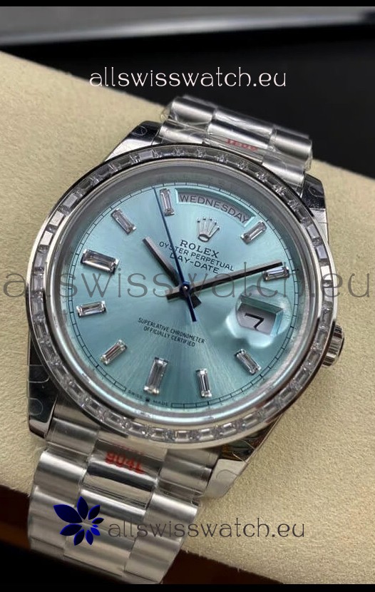 Rolex Day Date M228396TBR-0002 904L Steel 40MM - Ice Blue Dial 1:1 Mirror Replica