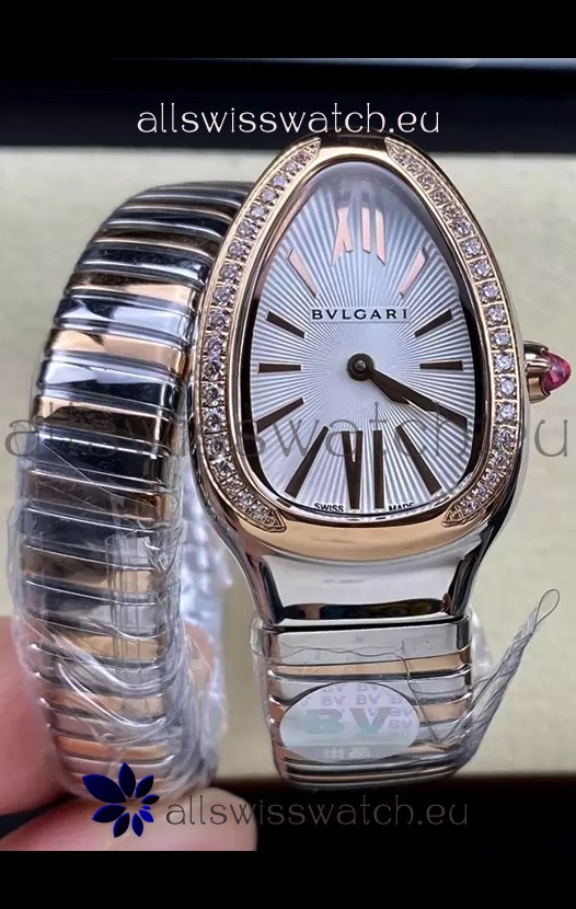 Bvlgari Serpenti Edition Two Tone Casing White Dial Watch in 1:1 Mirror Quality