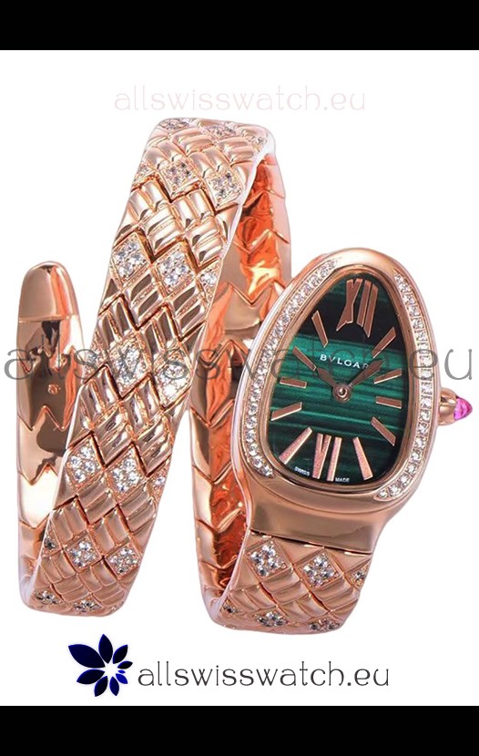 Bvlgari Serpenti Edition Rose Gold Casing Green Dial Watch in 1:1 Mirror Quality
