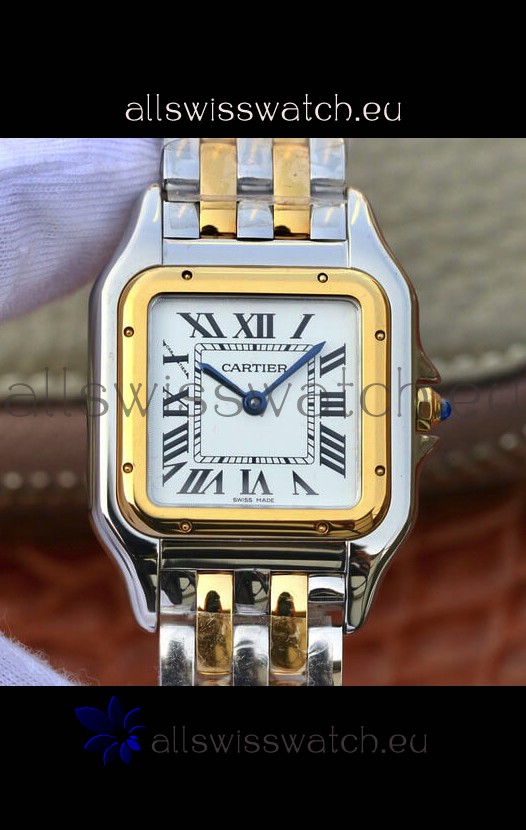Cartier PANTHERE Edition 1:1 Mirror Swiss Watch 2 Tone Yellow Gold White Dial 