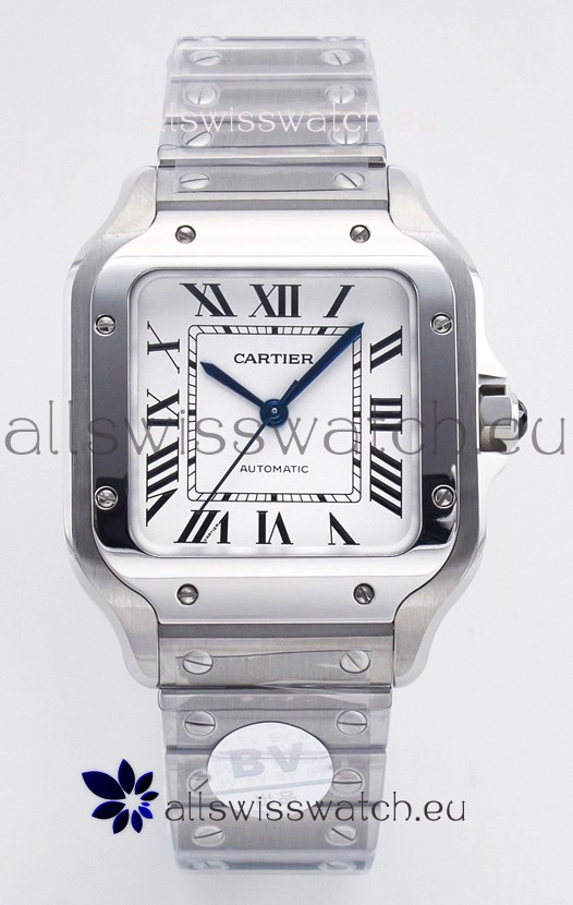 Cartier Santos De Cartier 904L Steel White Dial Super Clone Replica 35MM Watch 