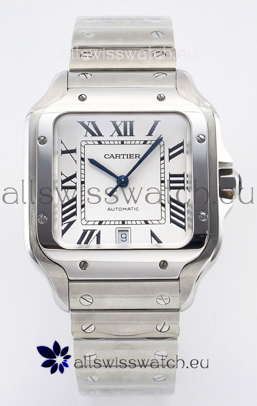 Cartier Santos De Cartier 904L Steel White Dial Super Clone Replica 40MM Watch 