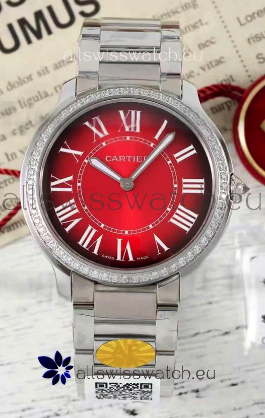 Cartier Ronde Must 36MM Swiss Quartz Red Dial 1:1 Mirror Swiss Replica Watch 