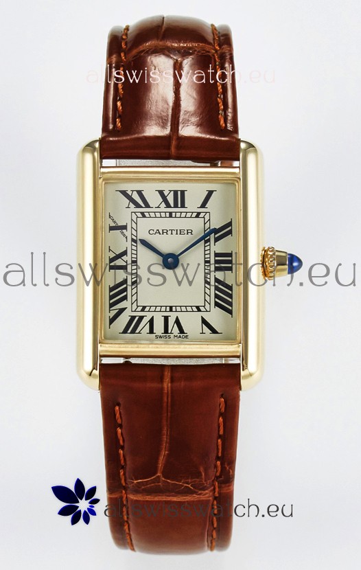 Tank Must Cartier Super Clone Edition 29MM Watch in Yellow Gold Casing 