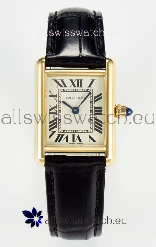 Tank Must Cartier Super Clone Edition 29MM Watch in Yellow Gold Casing 