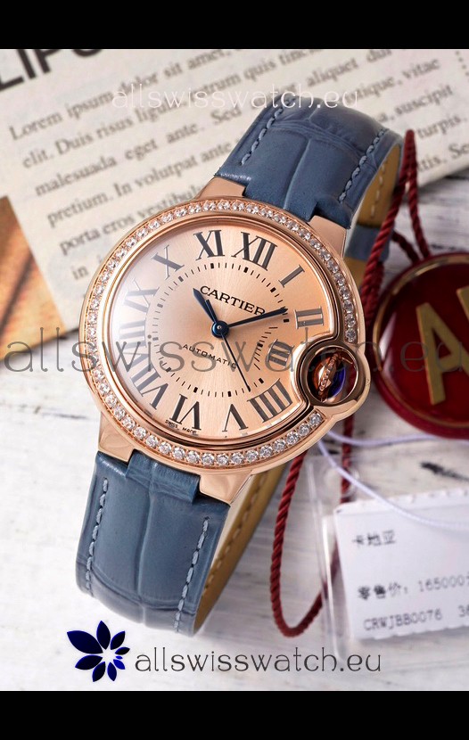 Ballon De Cartier Swiss Automatic Gold Dial Mirror Quality 33MM in Rose Gold Plating