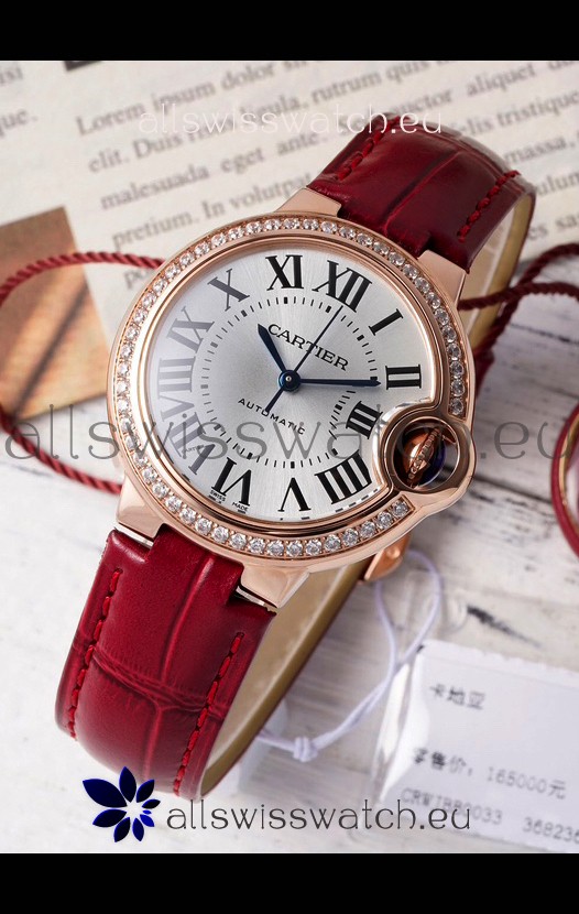 Ballon De Cartier Swiss Automatic Silver Dial Mirror Quality 33MM in Rose Gold Plating
