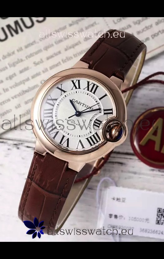 Ballon De Cartier Swiss Automatic 1:1 Mirror Quality 33MM in Rose Gold Plating