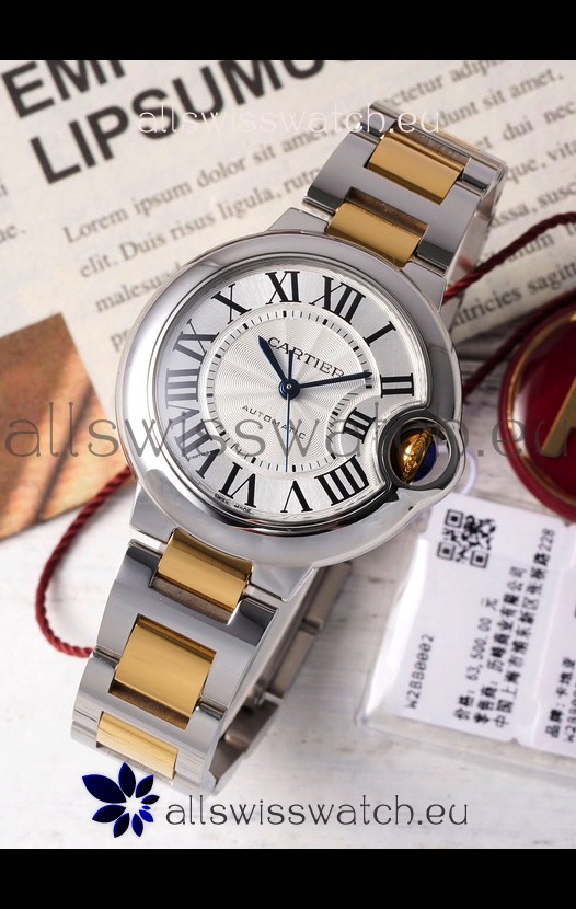 Ballon De Cartier Swiss Automatic White Dial Mirror Quality 33MM in Two Tone Casing