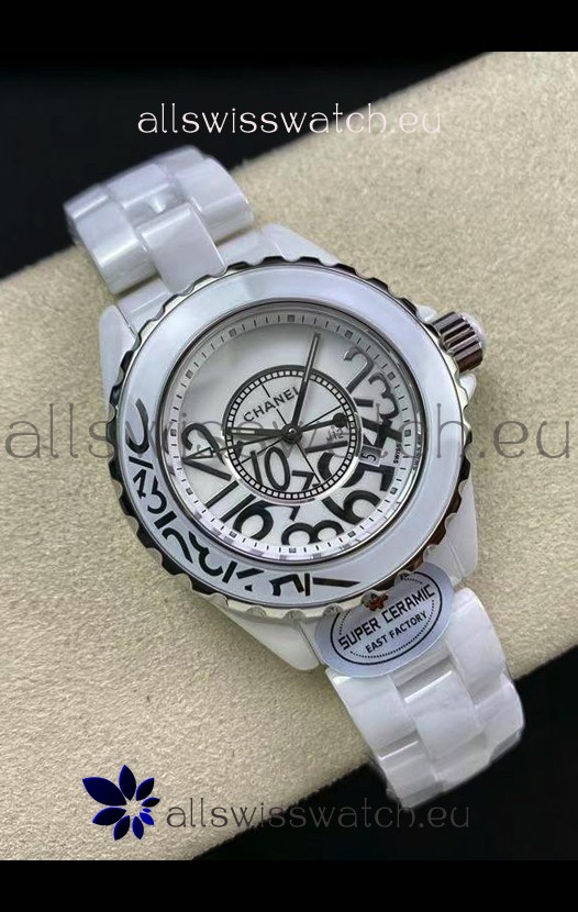 Chanel J12 Ladies White Ceramic Casing White Dial Watch 1:1 Mirror Replica Watch
