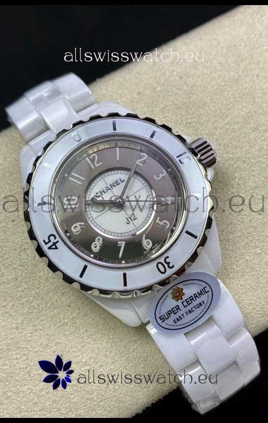 Chanel J12 Ladies White Ceramic Casing 2 Tone Dial Watch 1:1 Mirror Replica Watch