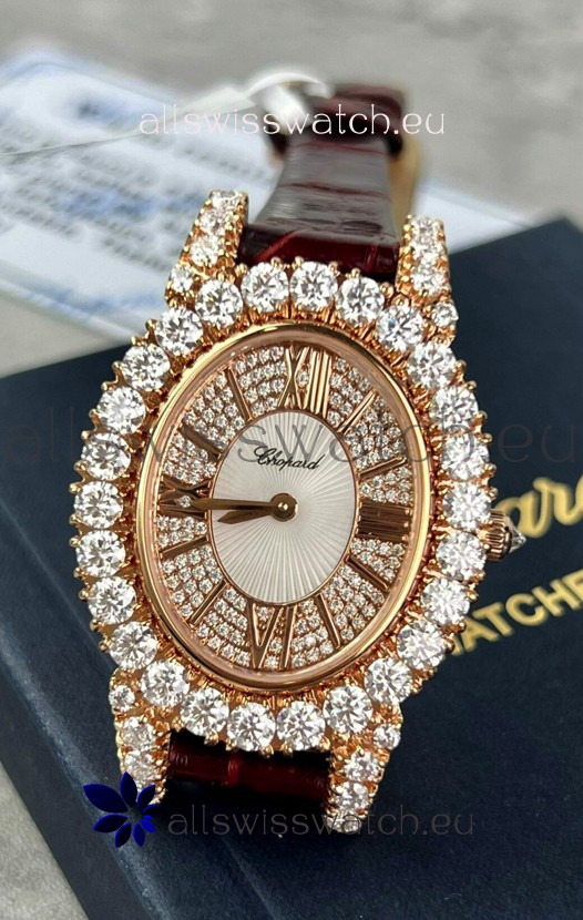 Chopard Super Clone L'Heure du Diamant Mossanites Yellow Gold Watch 34MM