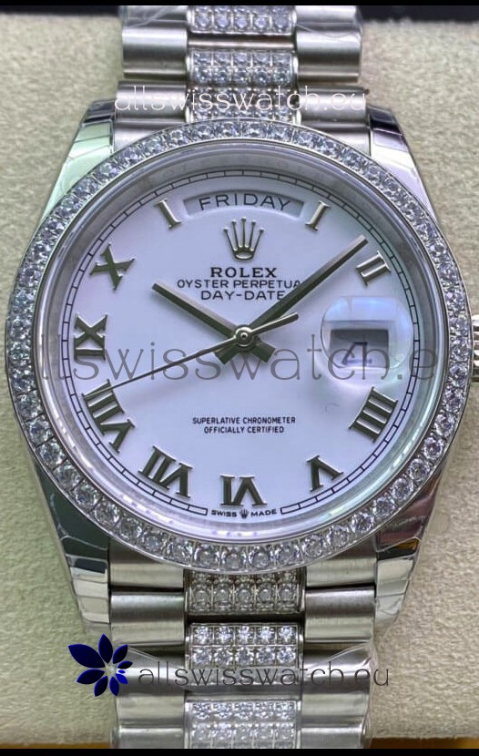 Rolex Day Date Presidential M128349RBR-0026 904L Steel 36MM - White Roman Dial 1:1 Mirror Quality
