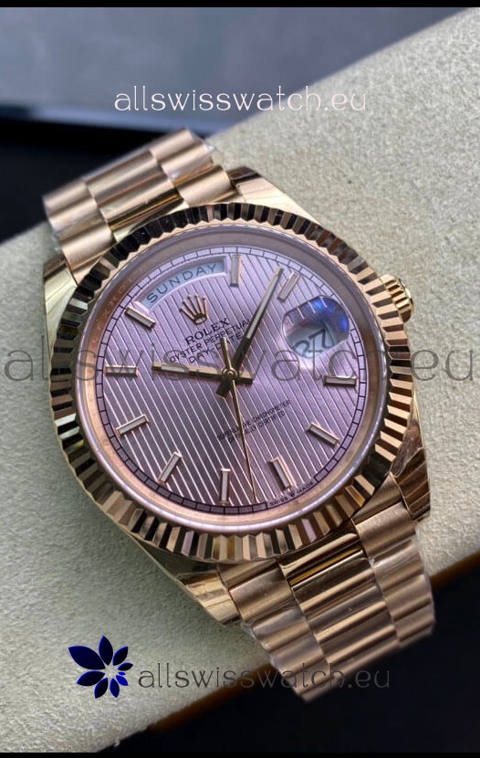 Rolex Day Date 40MM M228235-0005 1:1 Rose Gold in Champange Dial 1:1 Mirror Replica Watch