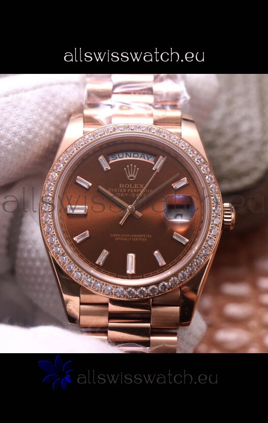 Rolex Day Date Presidential 904L Steel Rose Gold 40MM - Brown Dial 1:1 Mirror Quality Watch